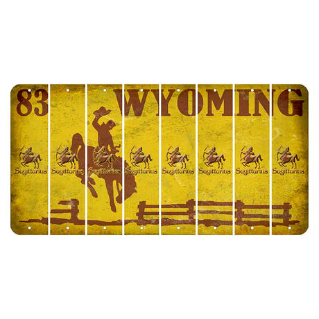 Wyoming Yellow Cut License Plate Strips (Set of 8) Zodiac Sign - Sagittarius