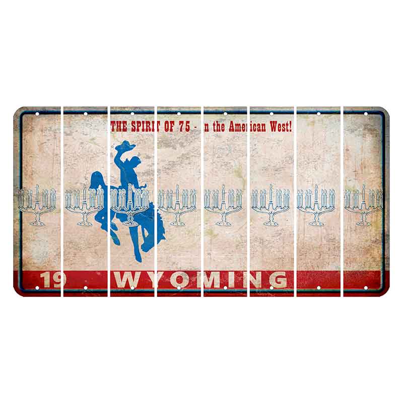 Wyoming Spirit of 75 Cut License Plate Strips (Set of 8) Menorah