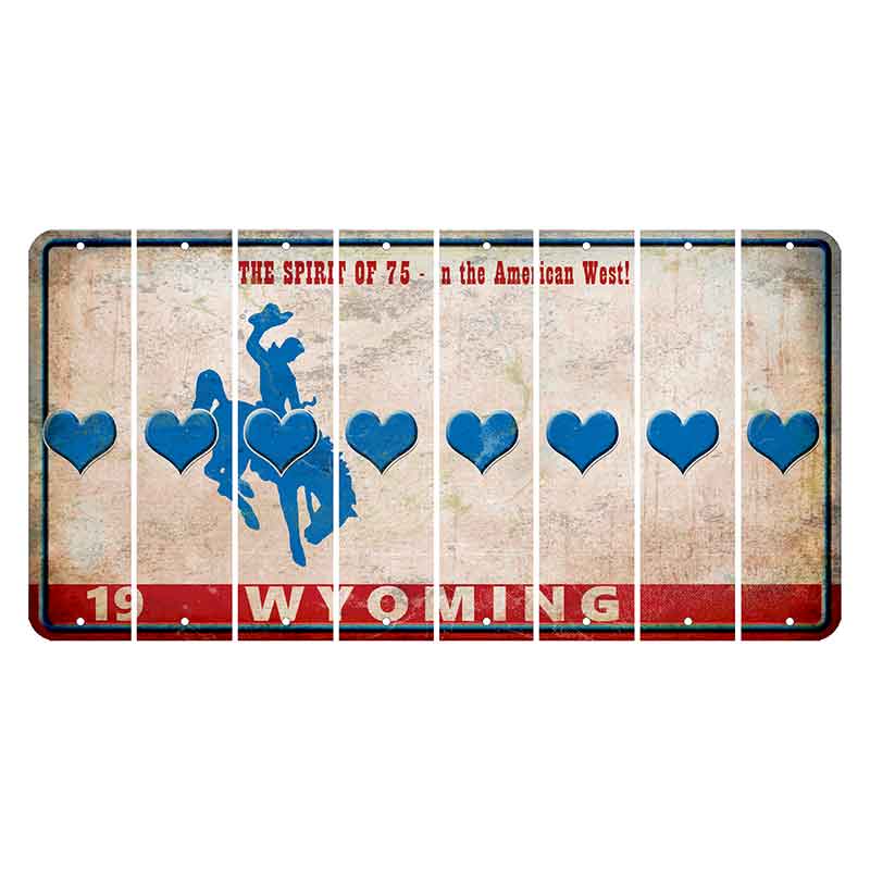 Wyoming Spirit of 75 Cut License Plate Strips (Set of 8) Heart