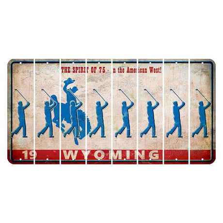 Wyoming Spirit of 75 Cut License Plate Strips (Set of 8) Male Golfer