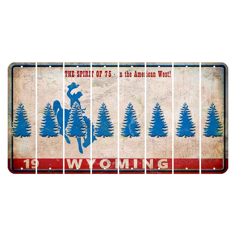 Wyoming Spirit of 75 Cut License Plate Strips (Set of 8) Pine Tree