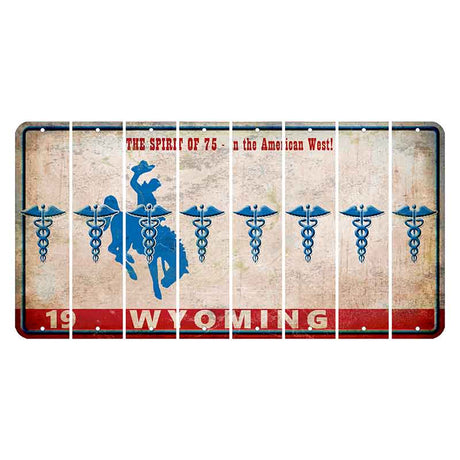 Wyoming Spirit of 75 Cut License Plate Strips (Set of 8) Caduceus