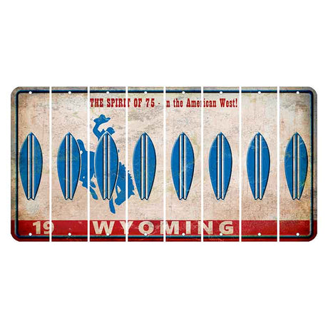 Wyoming Spirit of 75 Cut License Plate Strips (Set of 8) Surfboard