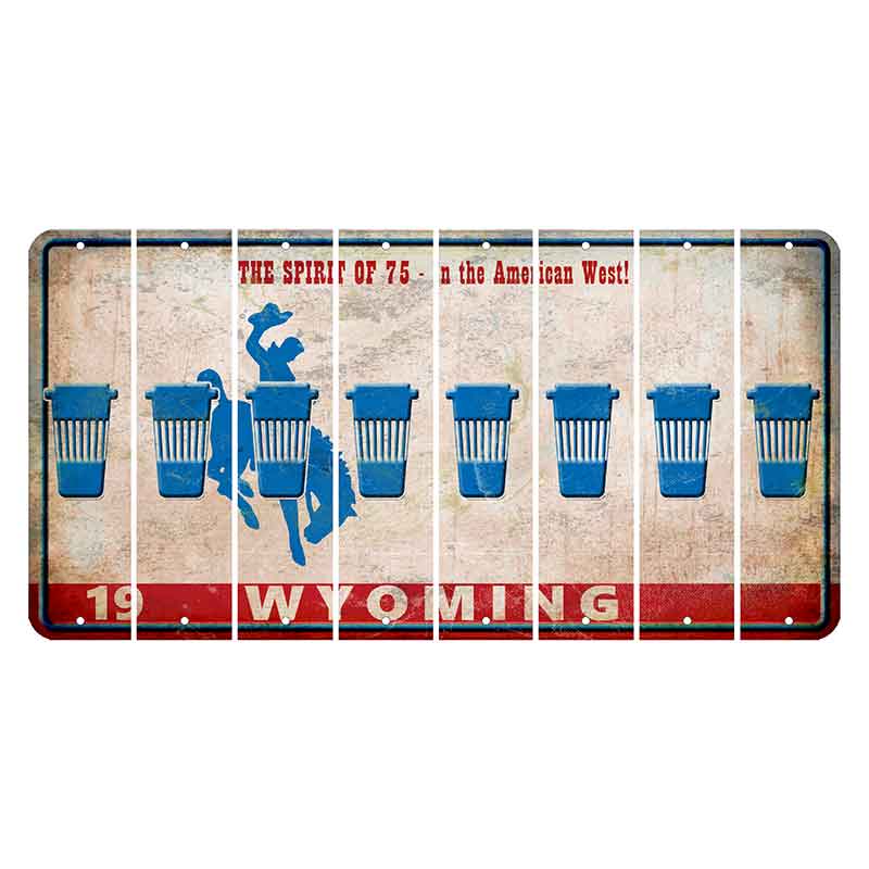 Wyoming Spirit of 75 Cut License Plate Strips (Set of 8) Latte