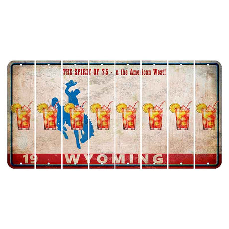 Wyoming Spirit of 75 Cut License Plate Strips (Set of 8) Cocktail