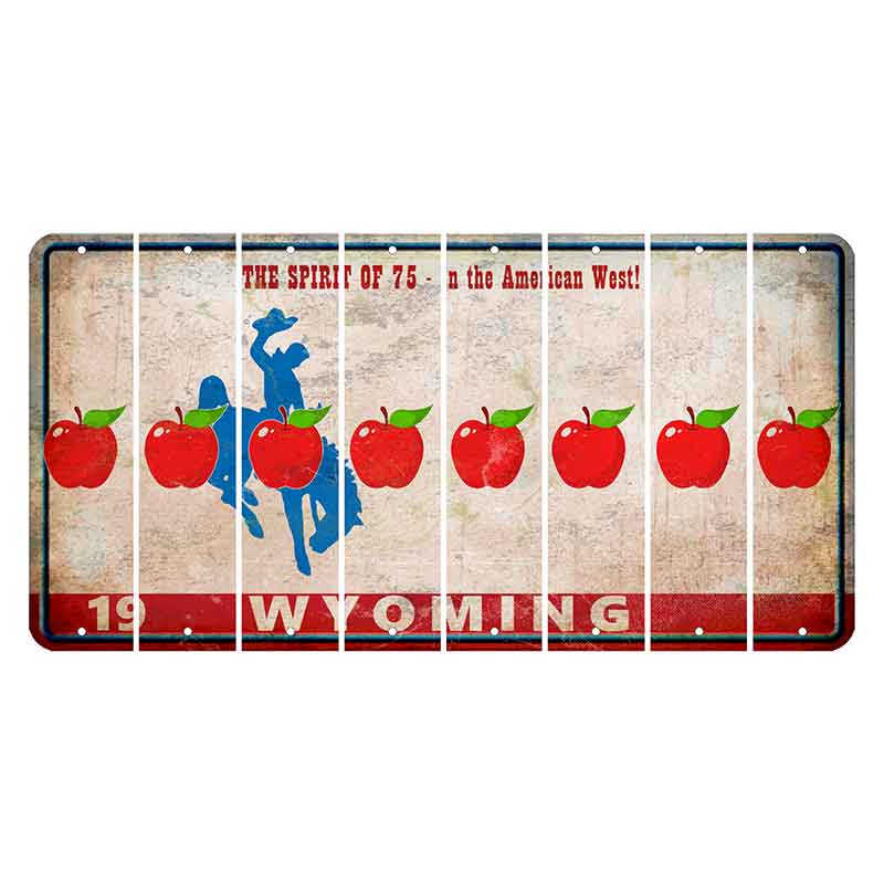 Wyoming Spirit of 75 Cut License Plate Strips (Set of 8) Apple