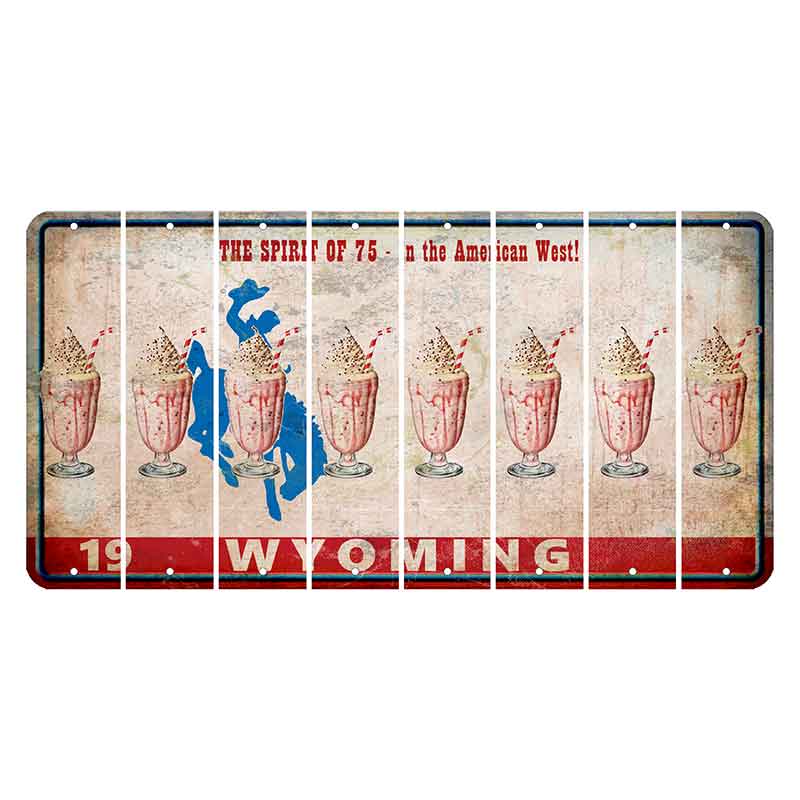 Wyoming Spirit of 75 Cut License Plate Strips (Set of 8) Milkshake