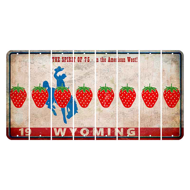 Wyoming Spirit of 75 Cut License Plate Strips (Set of 8) Strawberry