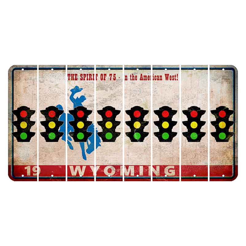 Wyoming Spirit of 75 Cut License Plate Strips (Set of 8) Traffic Light