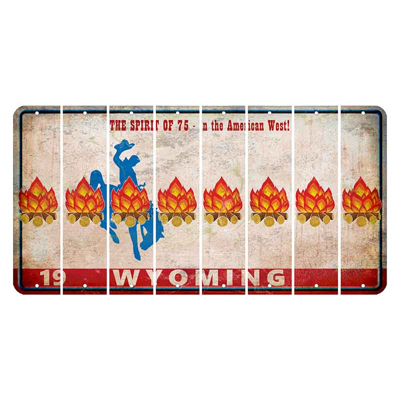 Wyoming Spirit of 75 Cut License Plate Strips (Set of 8) Campfire