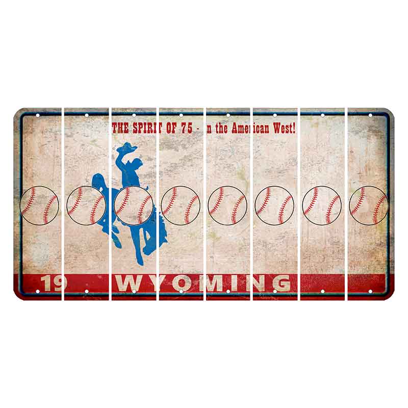 Wyoming Spirit of 75 Cut License Plate Strips (Set of 8) Baseball