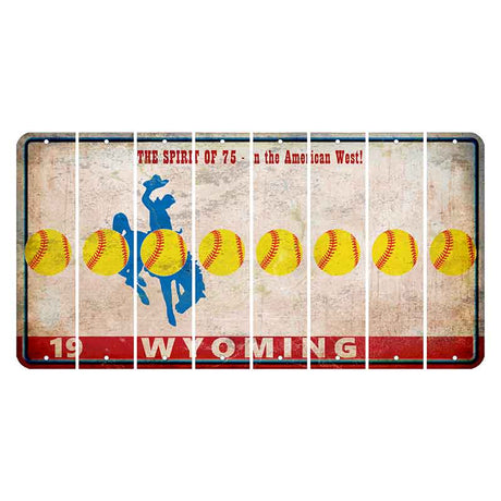 Wyoming Spirit of 75 Cut License Plate Strips (Set of 8) Softball