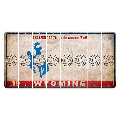 Wyoming Spirit of 75 Cut License Plate Strips (Set of 8) Volleyball