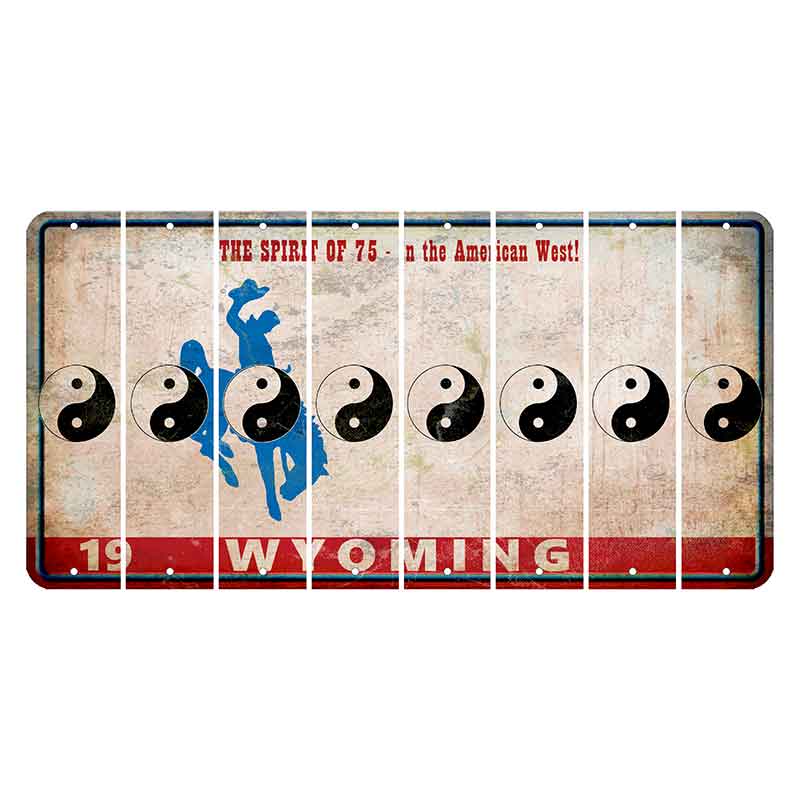 Wyoming Spirit of 75 Cut License Plate Strips (Set of 8) Yin Yang