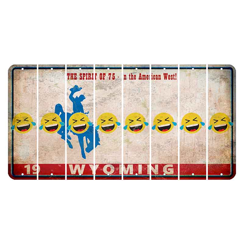 Wyoming Spirit of 75 Cut License Plate Strips (Set of 8) Emoji - Laughing