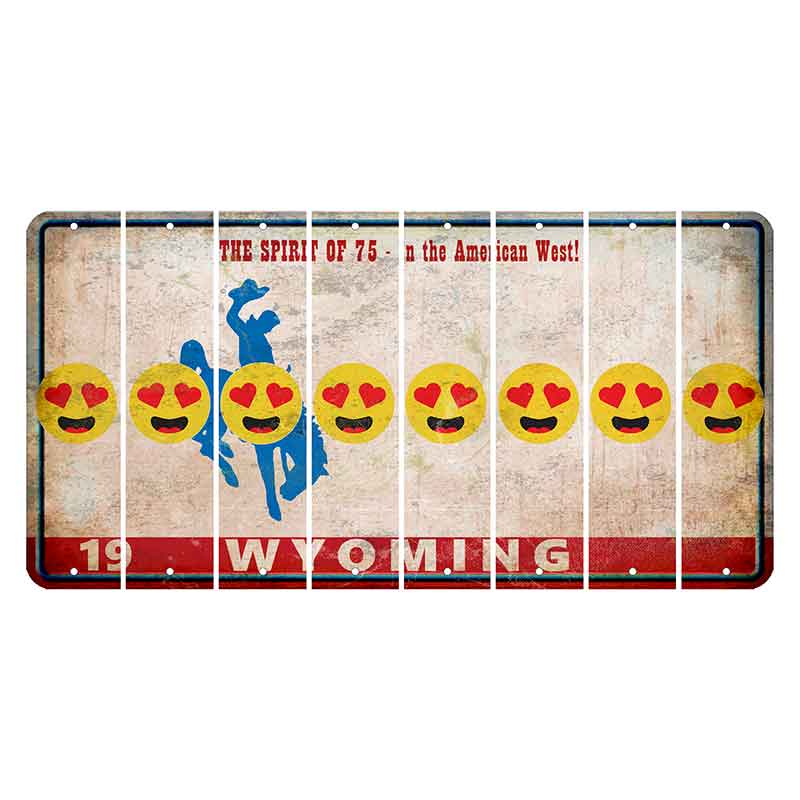 Wyoming Spirit of 75 Cut License Plate Strips (Set of 8) Emoji - Heart Eyes