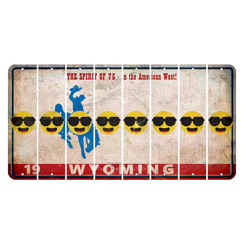 Wyoming Spirit of 75 Cut License Plate Strips (Set of 8) Emoji - Shades