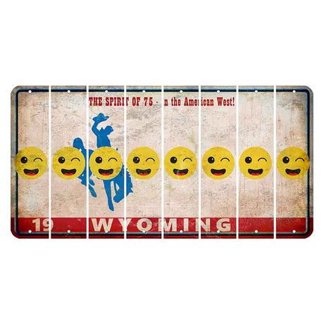 Wyoming Spirit of 75 Cut License Plate Strips (Set of 8) Emoji - Winking