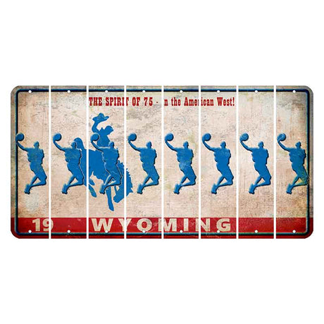 Wyoming Spirit of 75 Cut License Plate Strips (Set of 8) Basketball Player