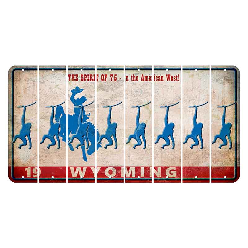 Wyoming Spirit of 75 Cut License Plate Strips (Set of 8) Monkey