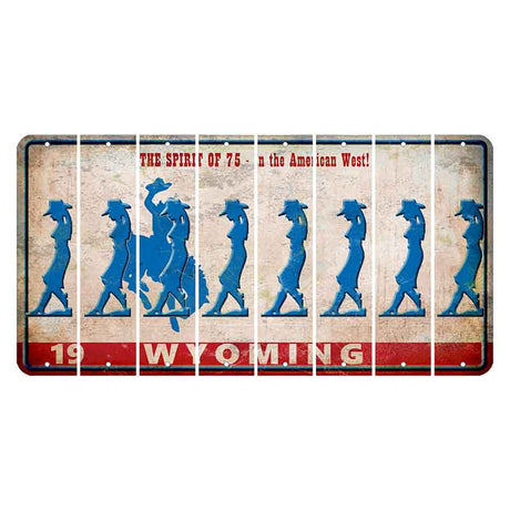 Wyoming Spirit of 75 Cut License Plate Strips (Set of 8) Cowgirl - Leaning