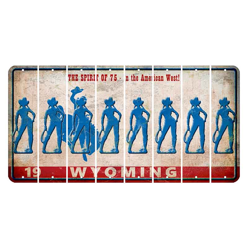 Wyoming Spirit of 75 Cut License Plate Strips (Set of 8) Cowgirl