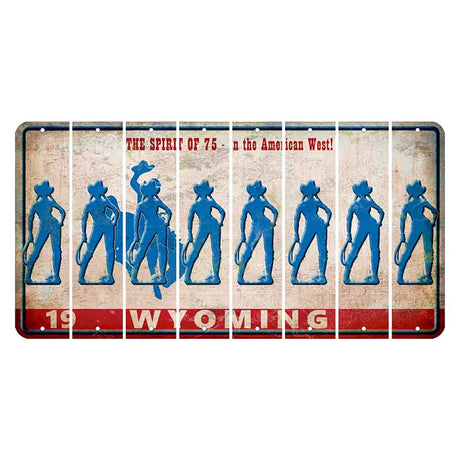 Wyoming Spirit of 75 Cut License Plate Strips (Set of 8) Cowgirl