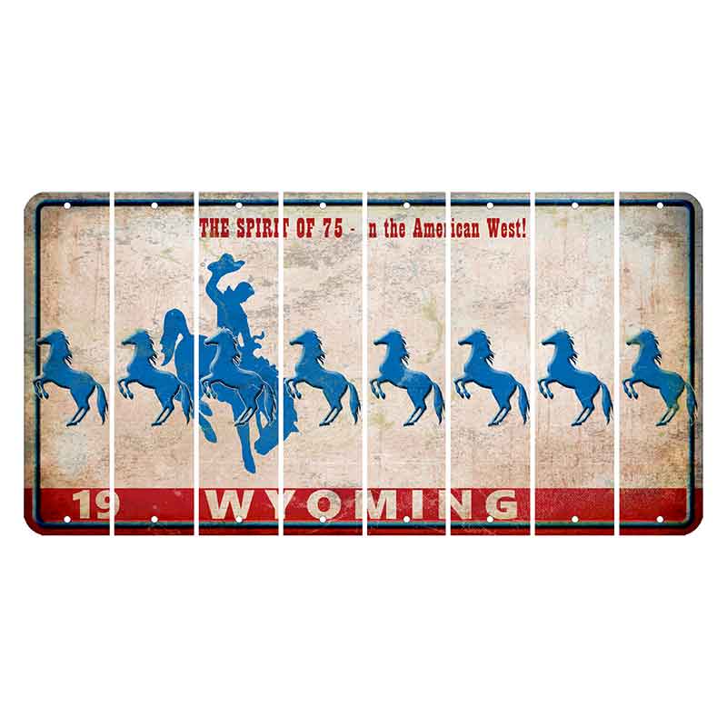 Wyoming Spirit of 75 Cut License Plate Strips (Set of 8) Horse