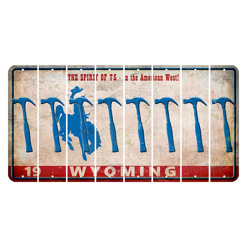 Wyoming Spirit of 75 Cut License Plate Strips (Set of 8) Hammer