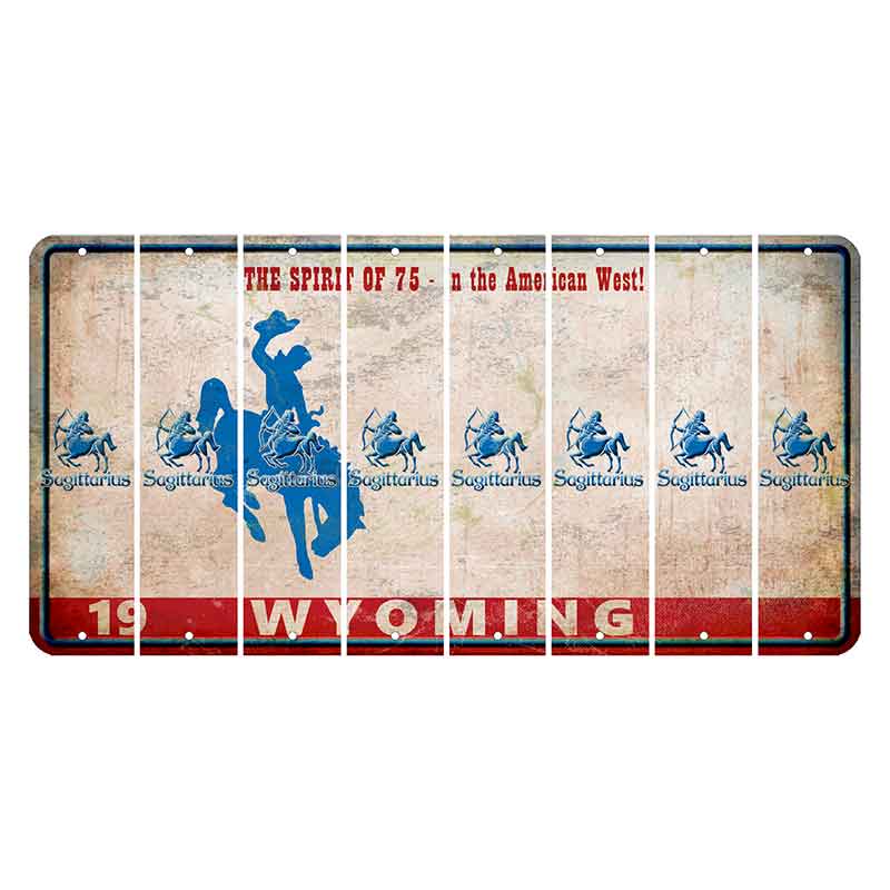 Wyoming Spirit of 75 Cut License Plate Strips (Set of 8) Zodiac Sign - Sagittarius