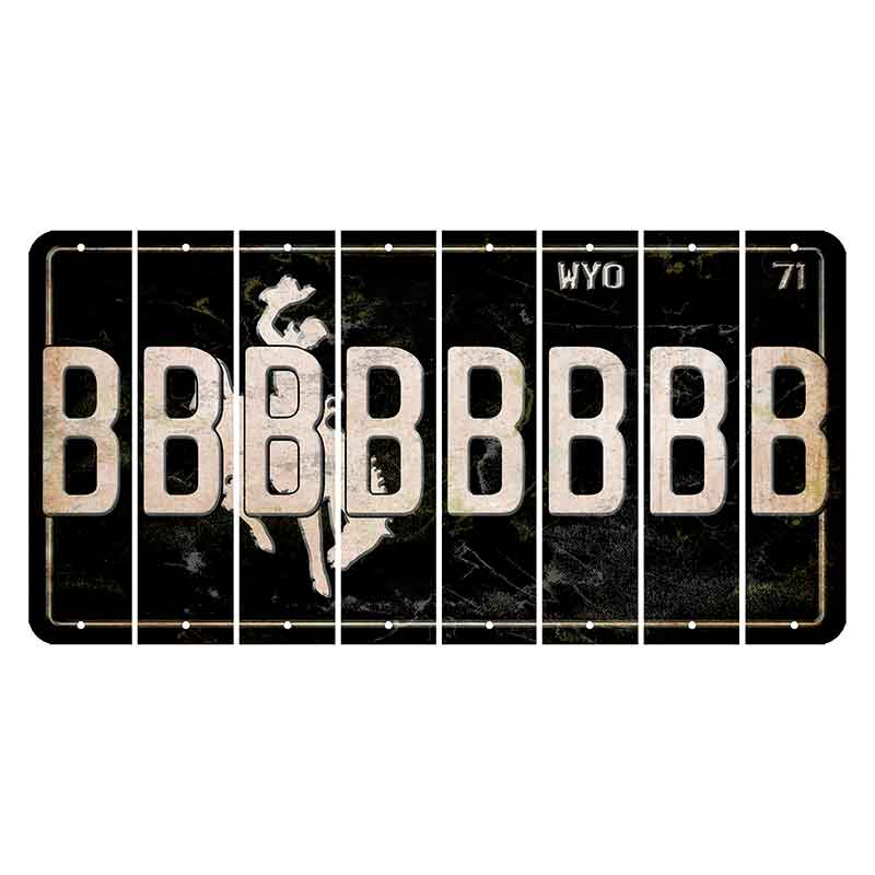 Wyoming WYO Black Cut License Plate Strips (Set of 8) B