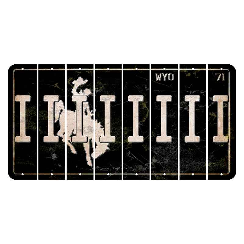 Wyoming WYO Black Cut License Plate Strips (Set of 8) I