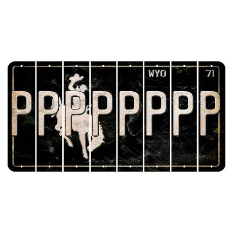 Wyoming WYO Black Cut License Plate Strips (Set of 8) P