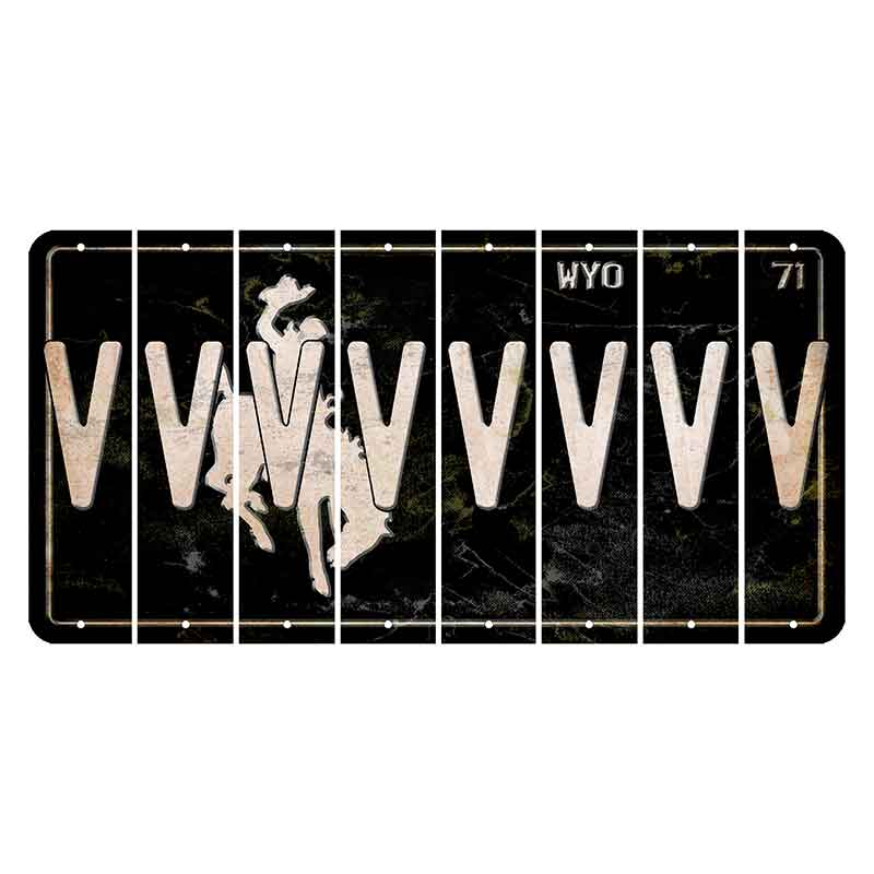 Wyoming WYO Black Cut License Plate Strips (Set of 8) V