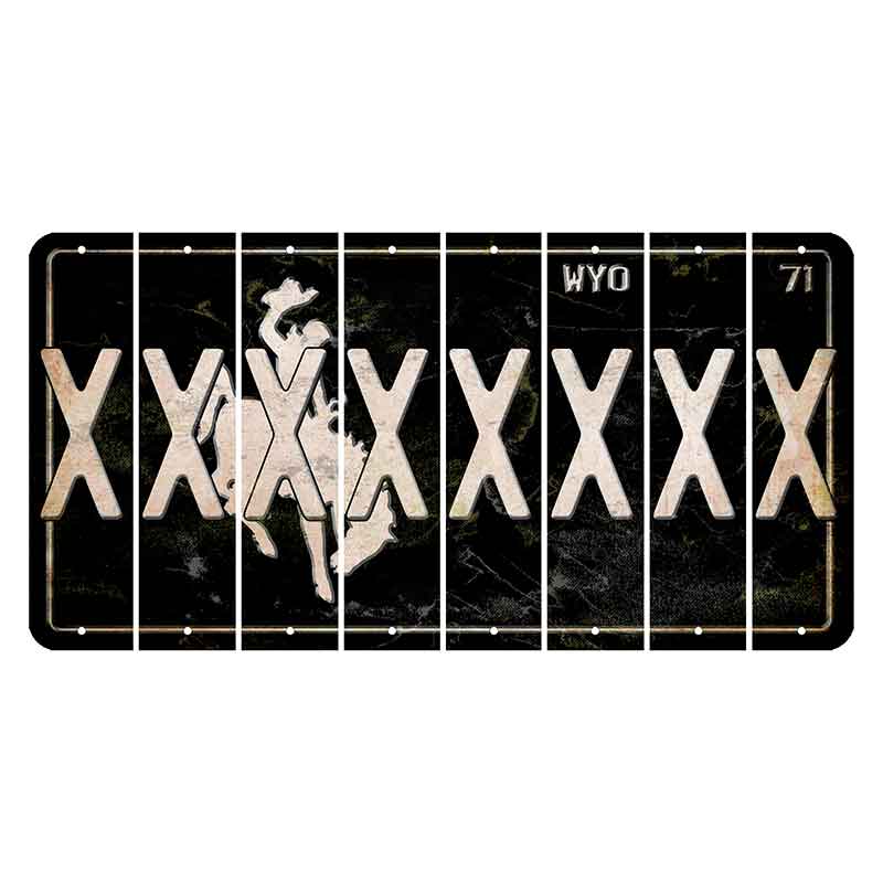 Wyoming WYO Black Cut License Plate Strips (Set of 8) X