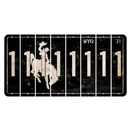 Wyoming WYO Black Cut License Plate Strips (Set of 8) 1