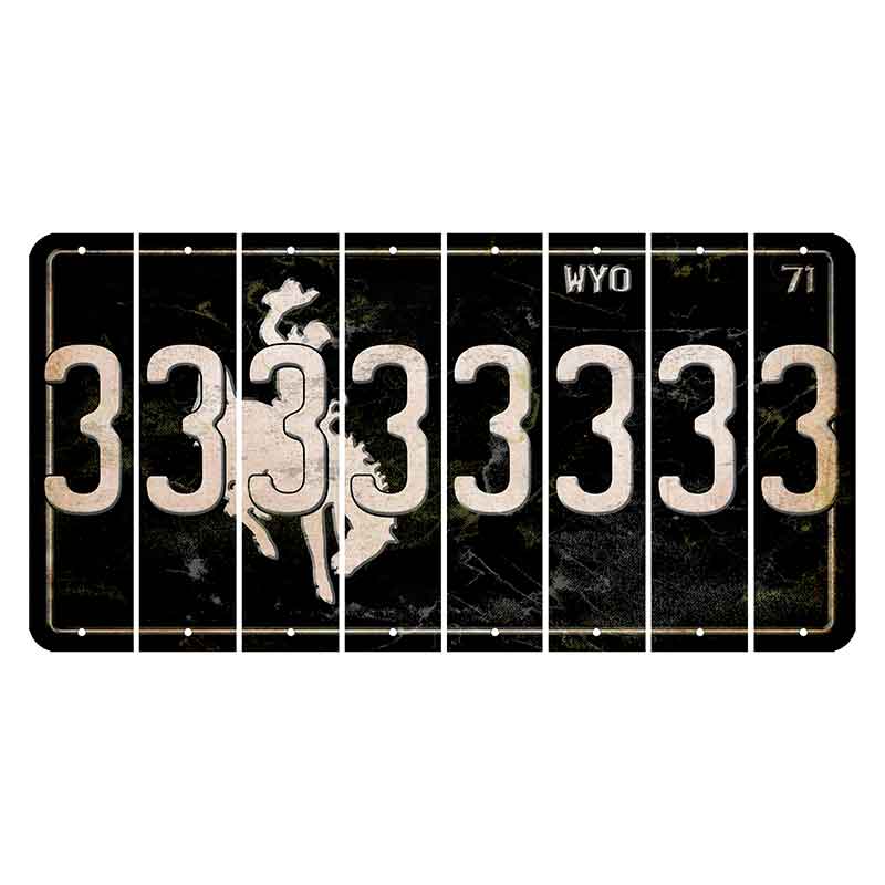 Wyoming WYO Black Cut License Plate Strips (Set of 8) 3