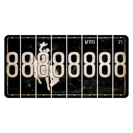 Wyoming WYO Black Cut License Plate Strips (Set of 8) 8