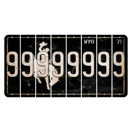 Wyoming WYO Black Cut License Plate Strips (Set of 8) 9