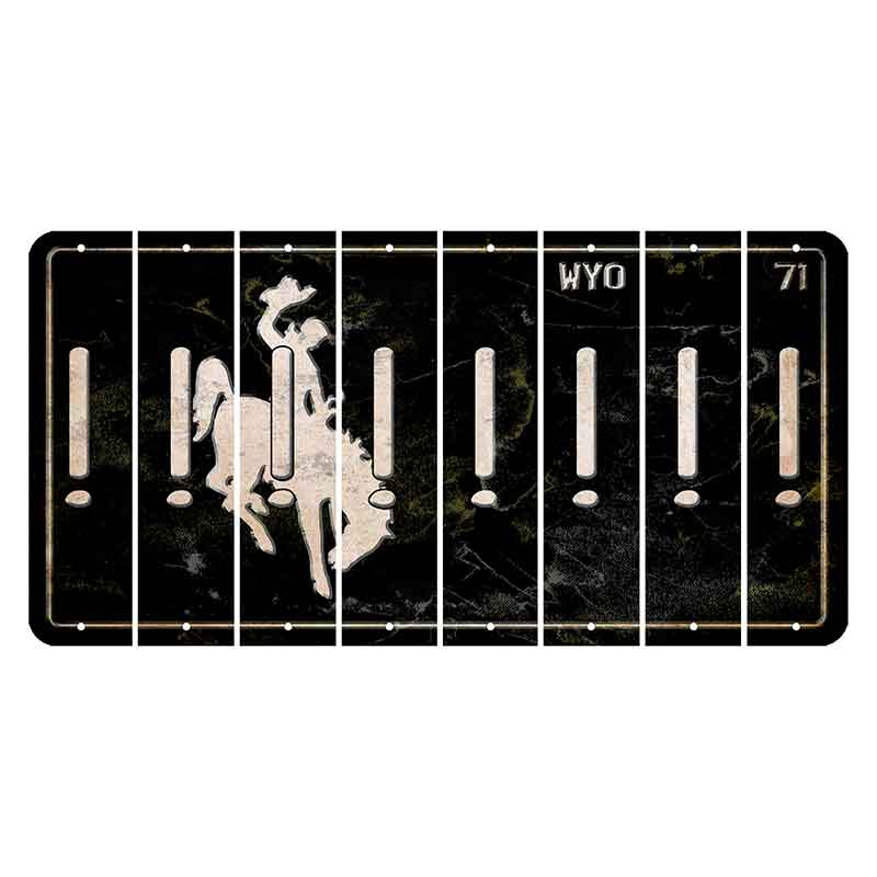 Wyoming WYO Black Cut License Plate Strips (Set of 8) Exclamation Point