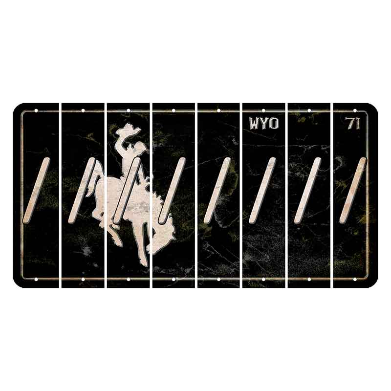 Wyoming WYO Black Cut License Plate Strips (Set of 8) Forward Slash