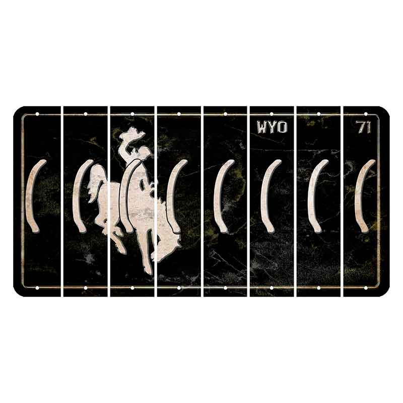 Wyoming WYO Black Cut License Plate Strips (Set of 8) Parenthesis - Left