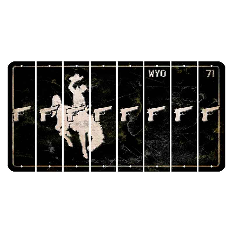 Wyoming WYO Black Cut License Plate Strips (Set of 8) Handgun