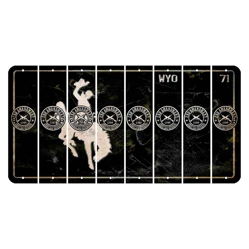 Wyoming WYO Black Cut License Plate Strips (Set of 8) 2nd Amendment