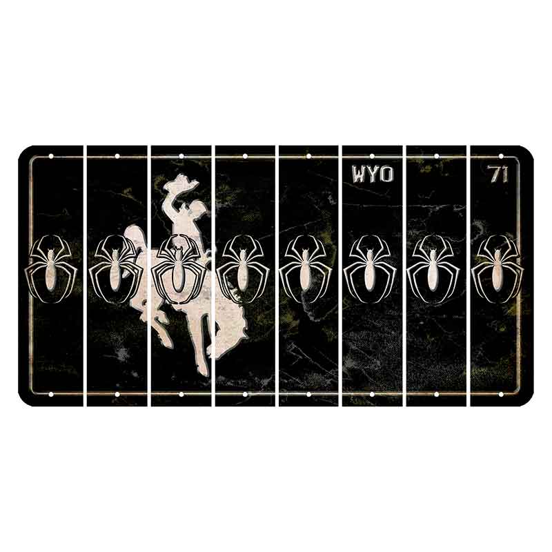 Wyoming WYO Black Cut License Plate Strips (Set of 8) Spider