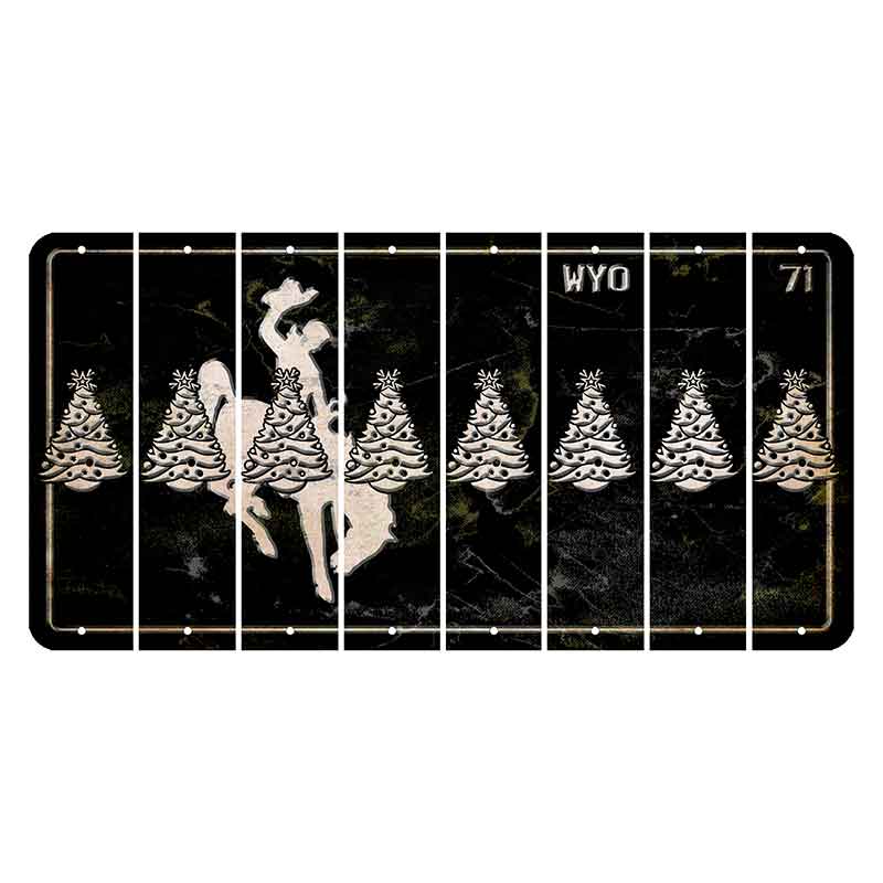 Wyoming WYO Black Cut License Plate Strips (Set of 8) Christmas Tree