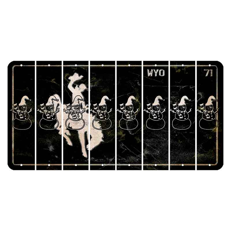 Wyoming WYO Black Cut License Plate Strips (Set of 8) Snowman