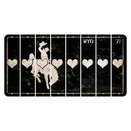 Wyoming WYO Black Cut License Plate Strips (Set of 8) Heart