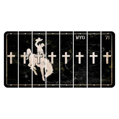 Wyoming WYO Black Cut License Plate Strips (Set of 8) Cross