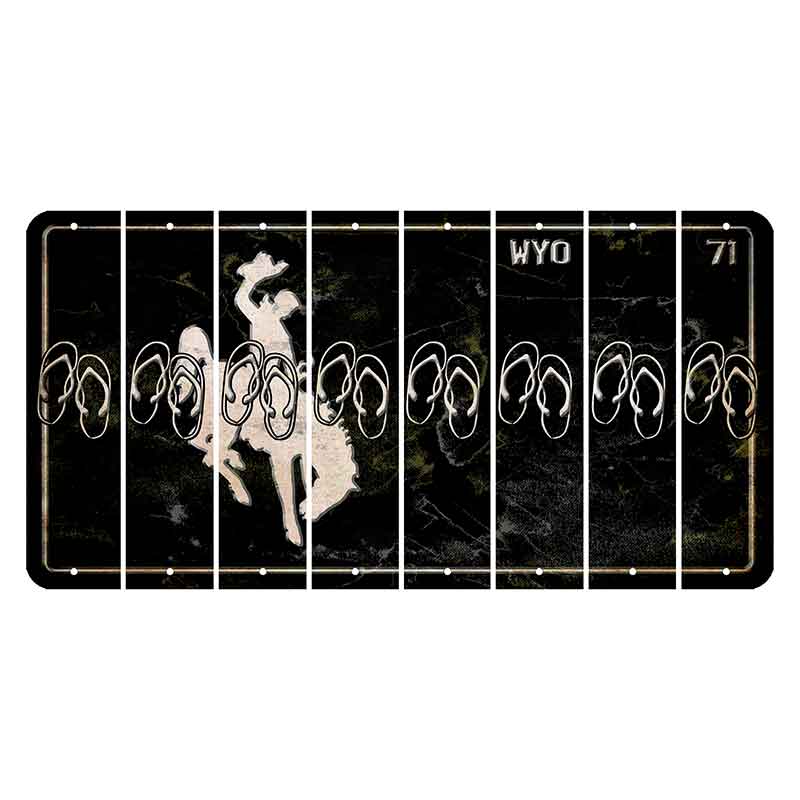 Wyoming WYO Black Cut License Plate Strips (Set of 8) Flip Flops